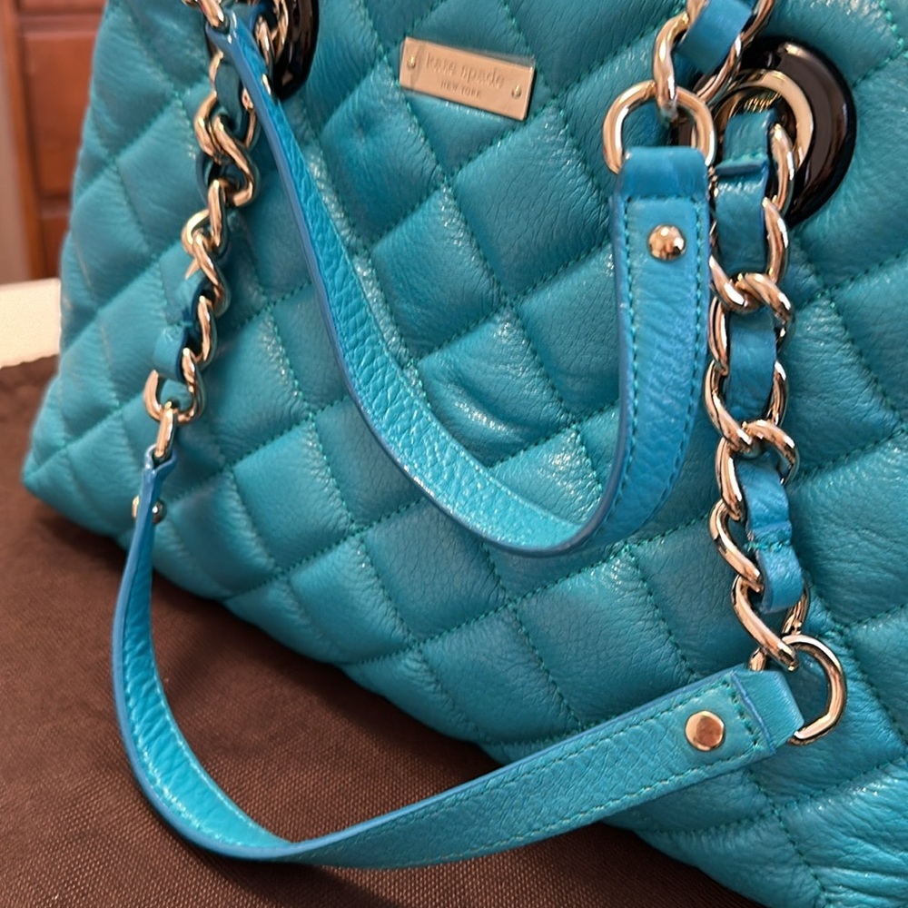 KATE SPADE Sm Maryanne Gold Coast mid teal hand bag quilted original dust bag - Picture 8 of 16